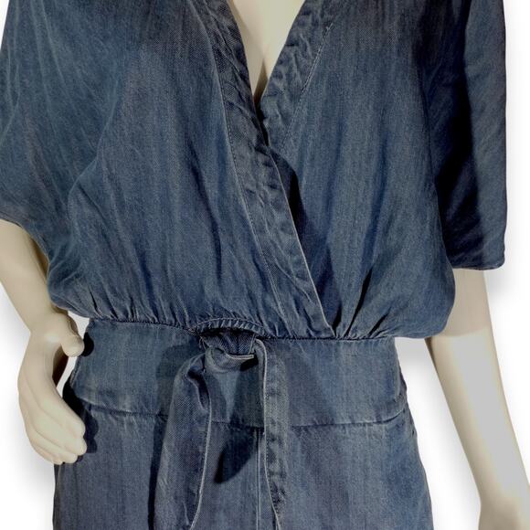 Splendid Blue Tencel Cropped Jumpsuit NWT Sleeveless Vneck Size Small - Picture 4 of 7